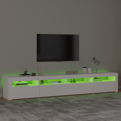 Szafka pod TV z oświetleniem LED, biała, 240x35x40 cm