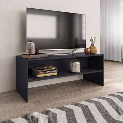 vidaXL Szafka pod TV, szara, wysoki połysk, 100x40x40 cm