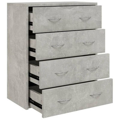 Komoda z 4 szufladami, 60 x 30,5 x 71 cm, szarość betonu