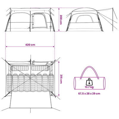 Namiot rodzinny 10-osobowy zielony Poliester i Stal
