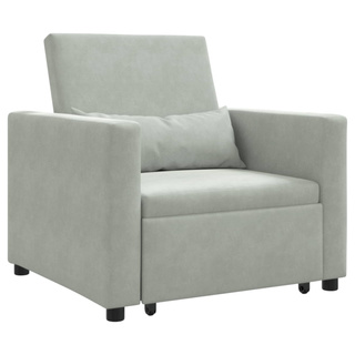 Rozkładana sofa jednoosobowa z kółkami Jasnoszary Aksamit
