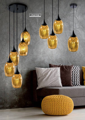 Lampa wisząca złoto-czarna szklany lustrzany klosz Marina Candellux 31-58003