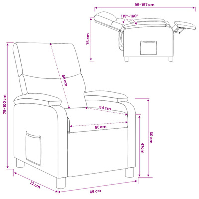 Fotel recliner Szary chmur tkanina
