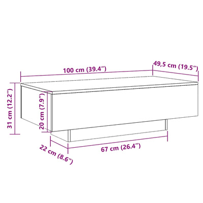 Stolik kawowy, czarny, 100x49,5x31 cm, materiał drewnopochodny