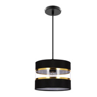 Lampa wisząca z abażurem Pandy czarna abażur czarno-złoty do jadalni