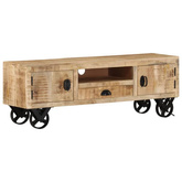 vidaXL Szafka pod TV na kółkach, 110x30x37 cm, surowe drewno mango