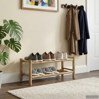 Stojak na buty z półką Naturalny 68 x 28 x 30 cm Bambus