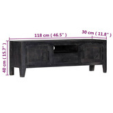 vidaXL Szafka pod TV, czarna, 118 x 30 x 40 cm, lite drewno mango
