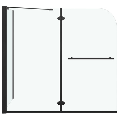 Podwójnie składany parawan na wannę, ESG, 120x68x130 cm, czarny