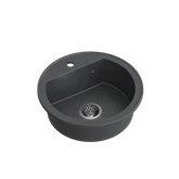 JOHNNY 210 GraniteQ zlewozmywak granitowy black dotted (czarny) 1 komorowy b/o (fi.51x18) z odpływem