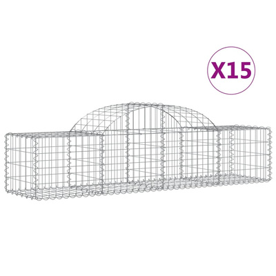 Kosze gabionowe, 15 szt, 200x50x40/60 cm, galwanizowane żelazo