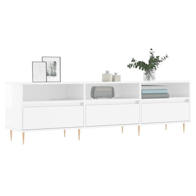 vidaXL Szafka pod TV, wysoki połysk, biała, 150x30x44,5 cm