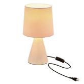 Lampka nocna Satti beżowa ceramiczna z abażurem klasyczna lampka stołowa
