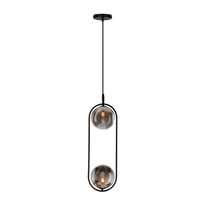 Lampa wisząca CORDEL elegancka - czarna z grafitowymi kloszami kulkami - minimalistyczne oświetlenie salonu 2x G9 LED
