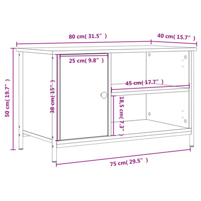vidaXL Szafka pod TV, czarna, 80x40x50 cm, materiał drewnopochodny