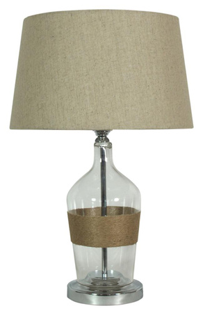 Lampka nocna Eco beżowa z abażurem klasyczna szklana stołowa