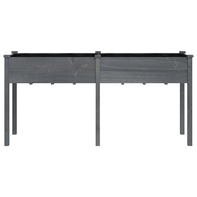 Kwietnik z wyściółką, szary, 161x45x76 cm, lite drewno jodłowe