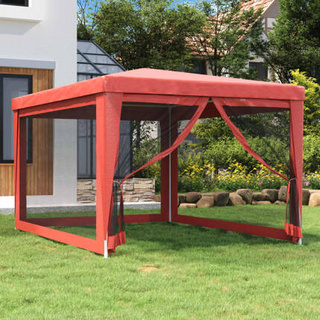 vidaXL Namiot imprezowy z 4 ścianami z siatki, czerwony, 3x4 m, HDPE