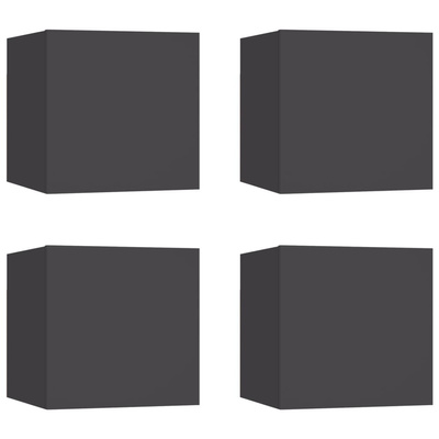 vidaXL Wiszące szafki telewizyjne, 4 szt., szare, 30,5x30x30 cm