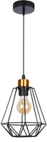 Lampa wisząca czarna + złoty druciany klosz Primo 31-06189