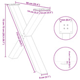 Nogi do stołu jadalnego w kształcie litery X 3 szt. Antracyt 90x(72-73) cm Stal
