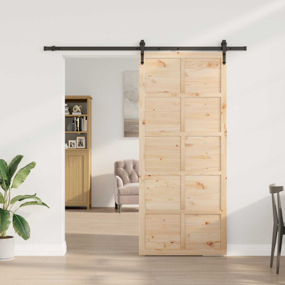 Drzwi przesuwne naturalny 90 x 208 cm Lite drewno sosnowe