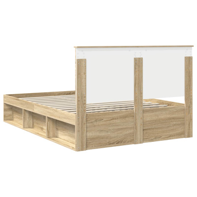 Ramka łóżka dąb Sonoma 140 x 190 cm Lite drewno sosnowe