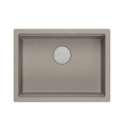 LOGAN 100 GraniteQ zlewozmywak soft taupe 59,5x45,1x21,5 cm 1-komorowy podwieszany z syfonem manualnym stal szlachetna