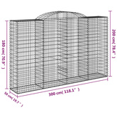 Kosze gabionowe, 6 szt, 300x50x180/200 cm, galwanizowane żelazo
