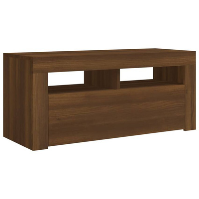 vidaXL Szafka pod TV z oświetleniem LED, brązowy dąb, 90x35x40 cm