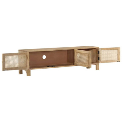 vidaXL Szafka pod TV, 140x30x40 cm, drewno mango i naturalna trzcina