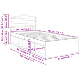 Ramka łóżka Dąb rzemieślniczy 90 x 200 cm Lite drewno sosnowe