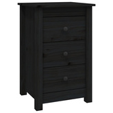 Szafki nocne, 2 szt., czarny, 40x35x61,5cm, lite drewno sosnowe