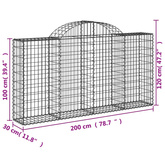 Kosze gabionowe, 14 szt, 200x30x100/120cm, galwanizowane żelazo