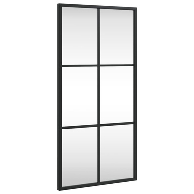 vidaXL Lustro ścienne, czarne, 30x60 cm, prostokątne, żelazo