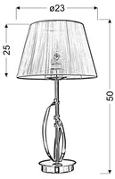 Lampka nocna Diva chrom z abażurem złotym klasyczna E27