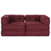 Modularna jednostka sofy 2 pcs Bordowy 140 x 70 x 56 cm tkanina