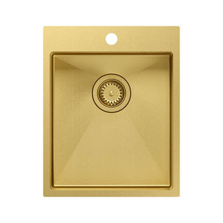 RUSSEL 90 SteelQ zlewozmywak PVD R10 złoty z syfonem kol. złoty 1-komorowy b/o