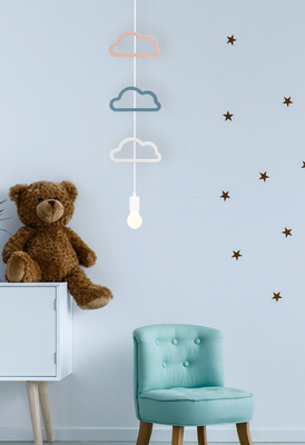 Single Ccc Lampa Wisząca 1X20W E27 Iq Kids Biały+Niebieski+Różowy