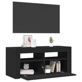 Szafka pod TV z oświetleniem LED, czarna, 90x35x40 cm