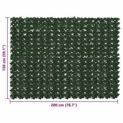 Parawan balkonowy z liśćmi Ciemnozielony 200 x 150 cm
