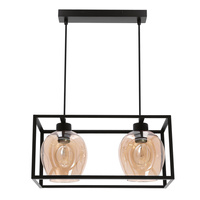 SATER lampa wisząca czarny 2x40W E27 klosz złoty