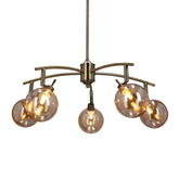 Lentini lampa wisząca patynowy 5x40w g9 klosz bursztynowy