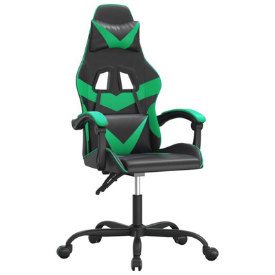 vidaXL Fotel gamingowy, czarno-zielony, sztuczna skóra