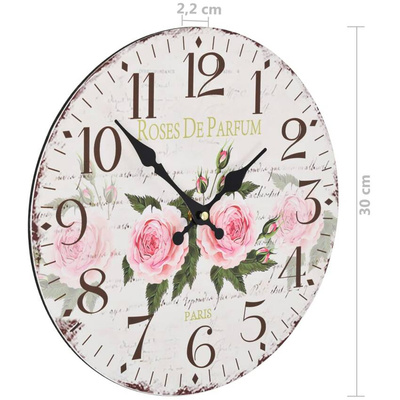 vidaXL Zegar ścienny w stylu vintage, kwiat, 30 cm
