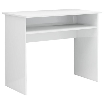 vidaXL Biurko, białe z połyskiem, 90x50x74cm, materiał drewnopochodny
