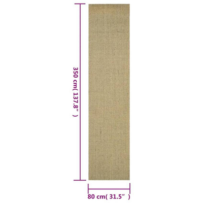 vidaXL Dywanik, naturalny sizal, 80x350 cm, zielony