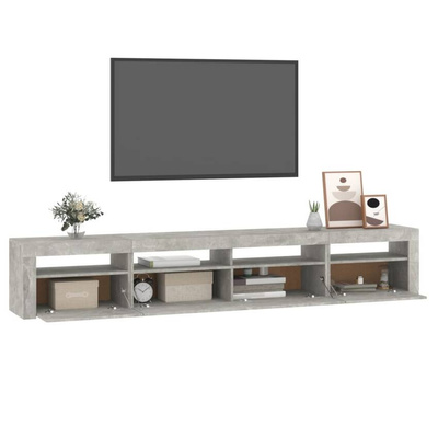 Szafka pod TV z oświetleniem LED, szarość betonu, 240x35x40 cm vidaXL