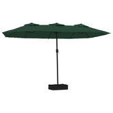 Podwójny parasol ogrodowy z LED, zielony, 449x265 cm