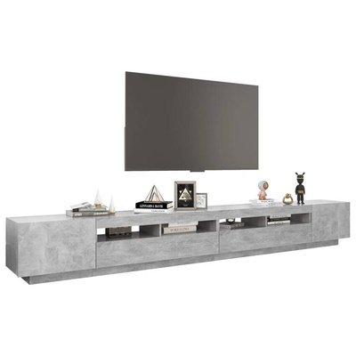 vidaXL Szafka pod TV z oświetleniem LED, szarość betonu, 300x35x40 cm
